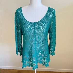 Le Dor Crochet Bell Sleeve Top Size Medium Fairy Whimsigoth Ethereal Festival